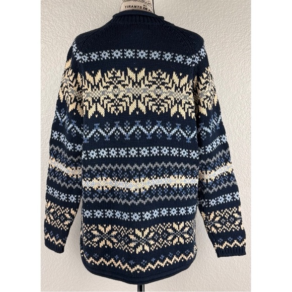 Eddie Bauer Men’s Vintage Nordic Fair Isle Snowflake Ski Sweater, size Large - Picture 7 of 9